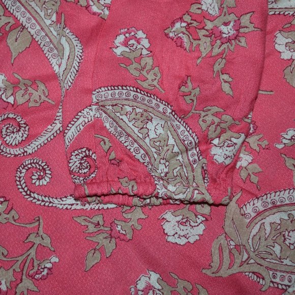 New LUCKY BRAND Paisley Top Tie Clouser Pink sz M - Picture 5 of 7
